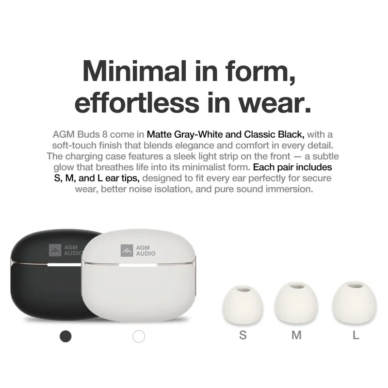 AGM Buds 8 | 13mm Full-Range Sound | -25dB ANC | 6H Music Playtime | IPX4 Water Resistance - Image 7