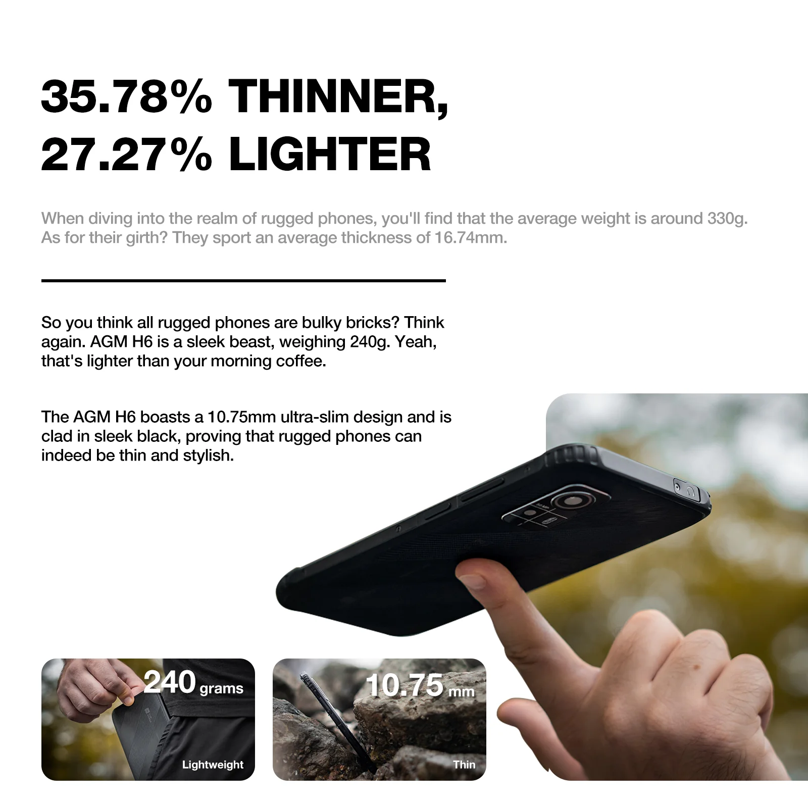 AGM H6 LITE | Ultra-Thin | Rugged | 6.56-inch 90Hz Display | 4GB RAM + 4GB Virtual Expanded RAM + 128GB ROM | Android 13 - Image 3