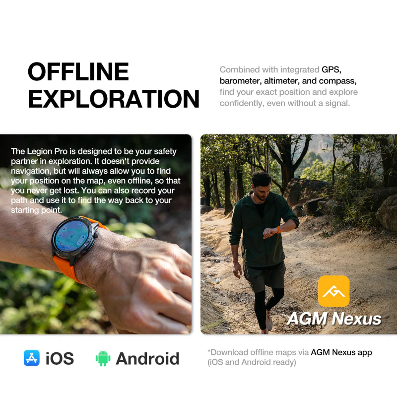 AGM Legion Pro | GPS | Offline Map | 5ATM | IP68 Waterproof | 100+ Sports Modes | Smart Watch - Image 11