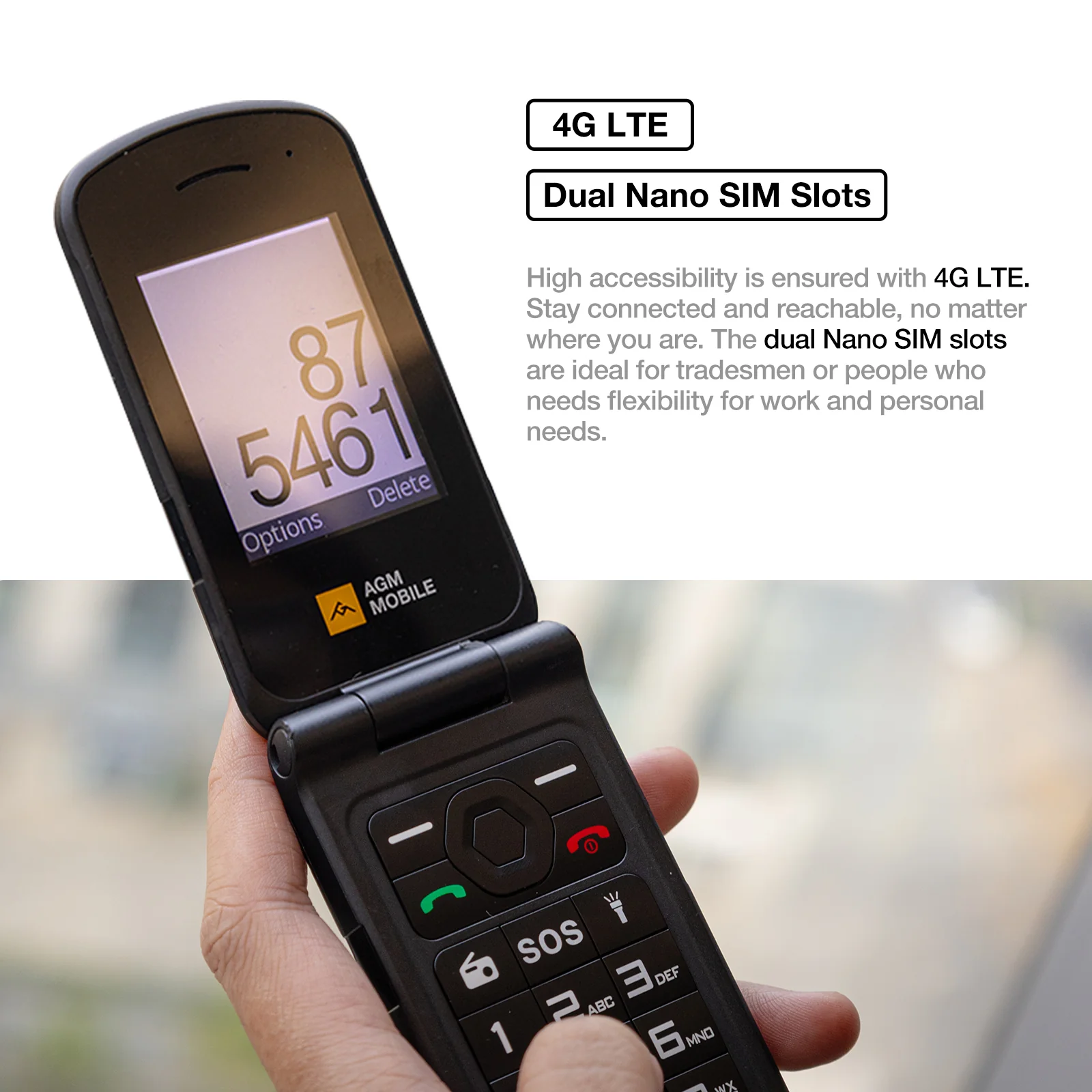 AGM M10｜Smart LED Alerts｜Dual SIM｜SOS Call  Key｜High-decibel Speaker - Image 4