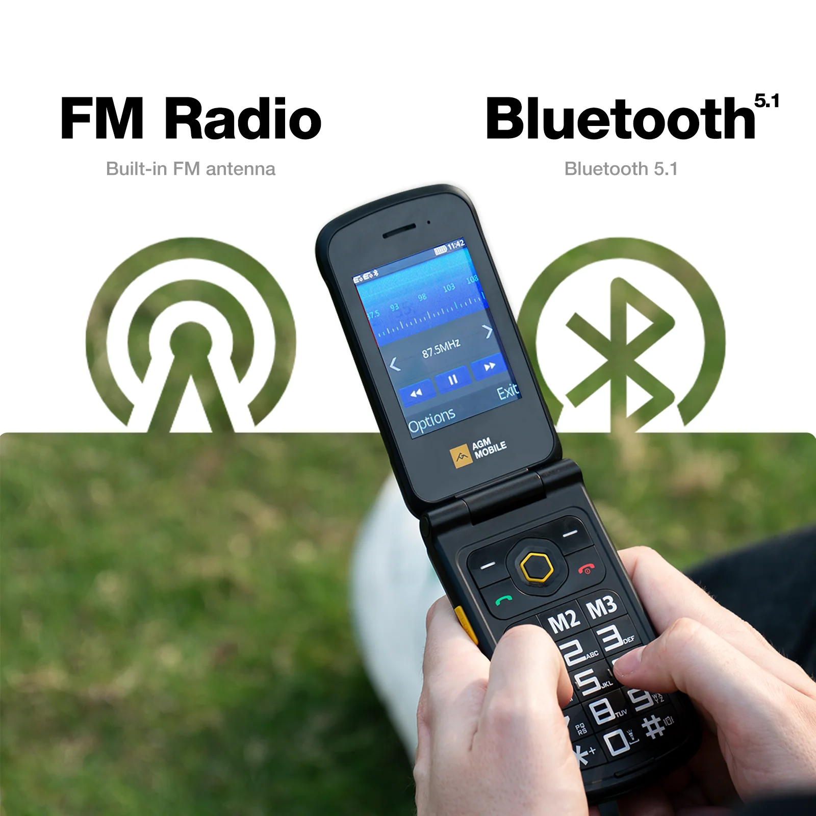 AGM M8 FLIP | 4G Rugged Flip Phone | SOS Side Key | One Click Call | Powerful Speaker | Big Battery | US Warehouse - Image 6