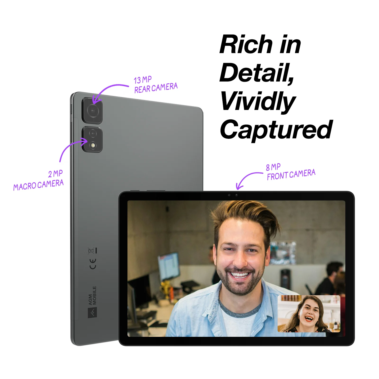 AGM PAD T2 | 500 Nits Brightness｜11"FHD+｜256GB｜MTK G91 Processor｜Android 14｜8000mAh Battery - Image 6