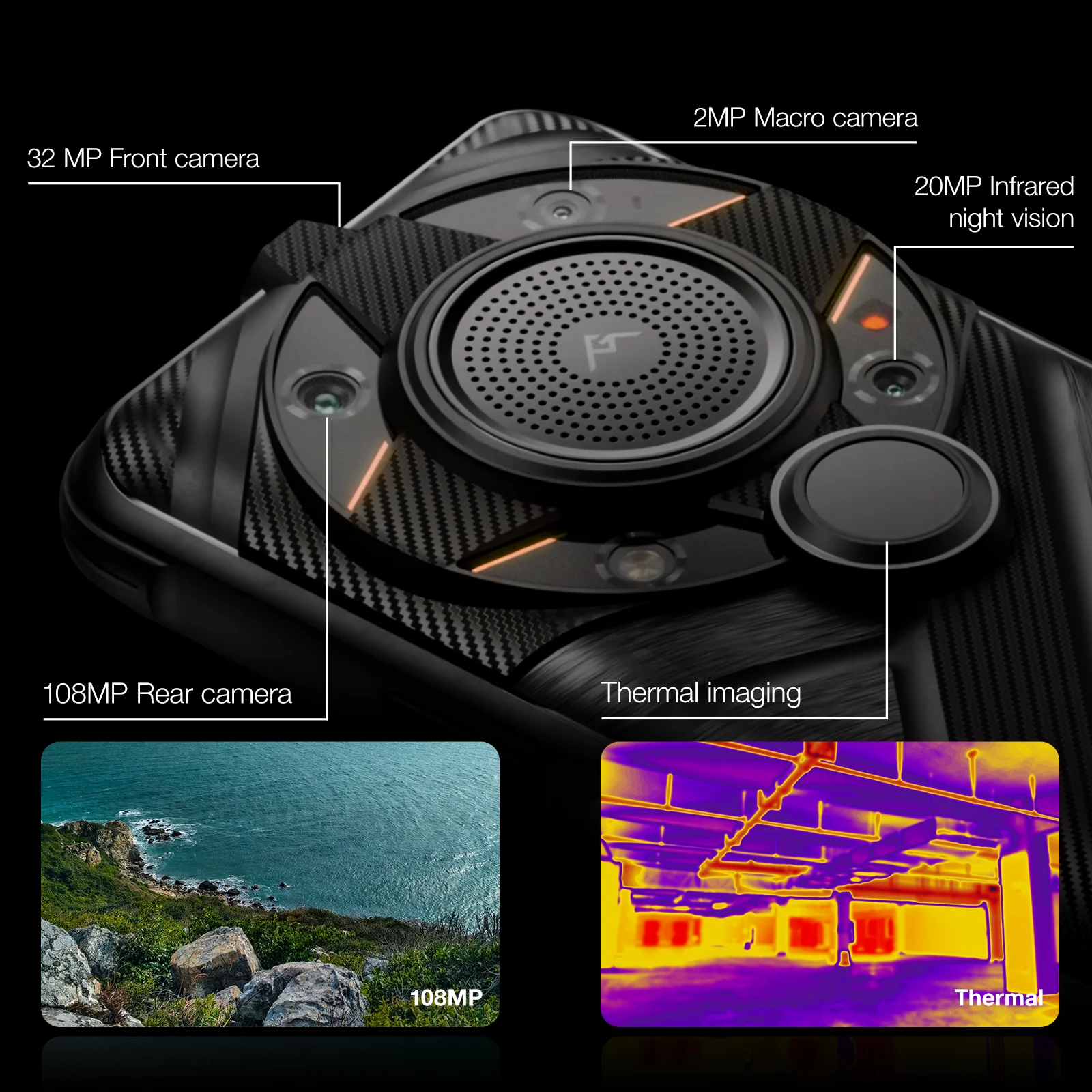 AGM G2 Guardian | Built-in Thermal Monocular Long Detection Range: 500m/yd and 10 mm Thermal Lens | 5G Unlocked Rugged Smartphone | Android 12 - Image 6